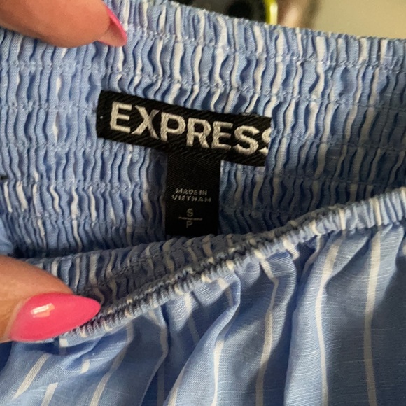 Baby blue cotton Pin Strip top - Picture 2 of 3